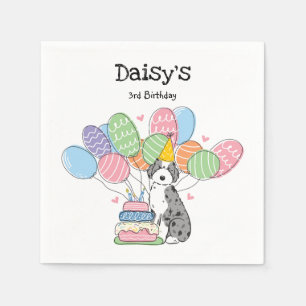 Servilleta De Papel Blue Merle Aussiedoodle Dog Birday Party Paper