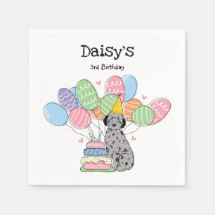 Servilleta De Papel Blue Merle Aussiedoodle Dog Birday Party Paper