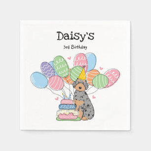 Servilleta De Papel Blue Merle Aussiedoodle Dog Birday Party Paper