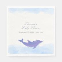 Blue Minimalista Boho Ocean Dolphin Baby Shower