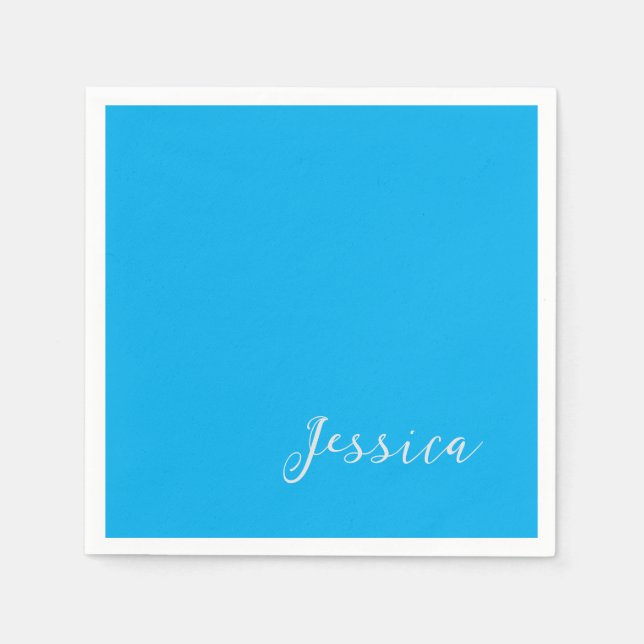 Servilleta De Papel Blue Modern Elegant Plain Simple Professional Name (Anverso)