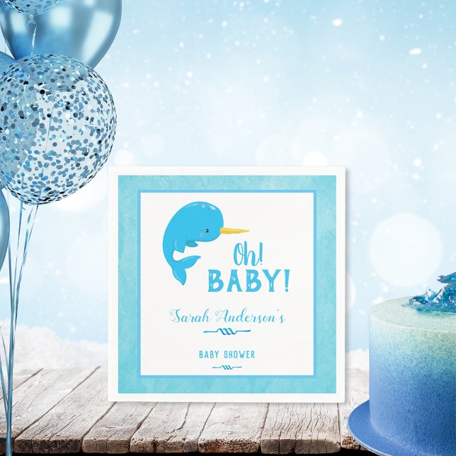 Servilleta De Papel Blue Narwhal Baby Shower (Subido por el creador)