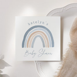Servilleta De Papel Blue Neutral Boho Rainbow Baby Shower