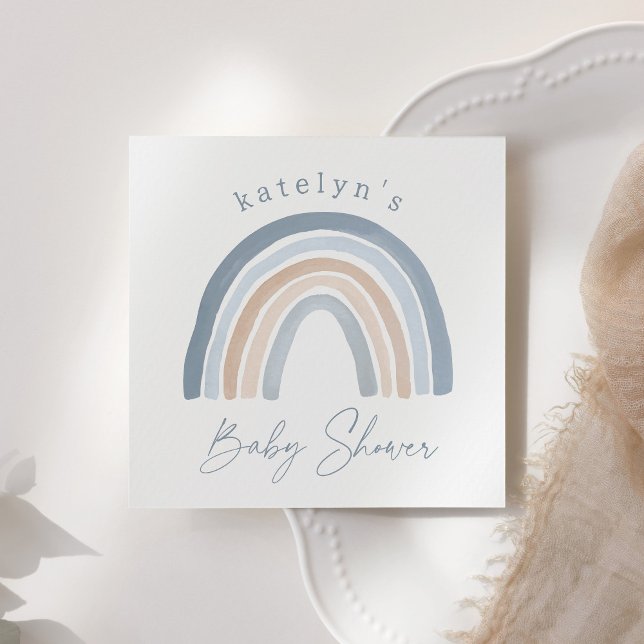 Servilleta De Papel Blue Neutral Boho Rainbow Baby Shower (Subido por el creador)