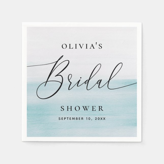 Servilleta De Papel Blue Ocean Bridal Shower | Elegant Soft Beach (Anverso)