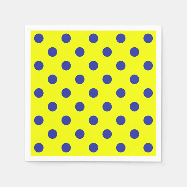 Servilleta De Papel Blue On Yellow Polka Dots Pattern Design  (Anverso)