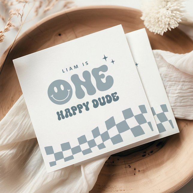 Servilleta De Papel Blue ONE Happy Dude Birday Party (Subido por el creador)