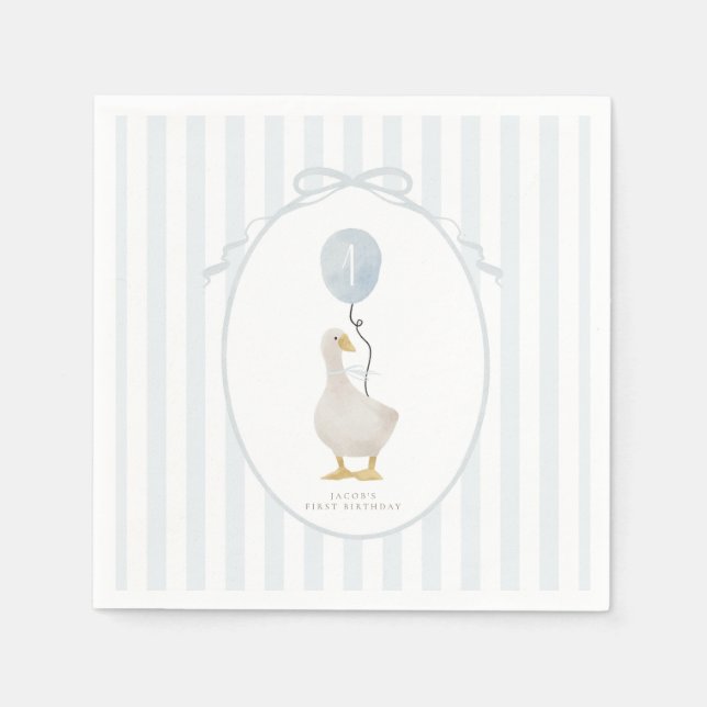 Servilleta De Papel Blue One Silly Goose Napkin parcial de cumpleaños (Anverso)