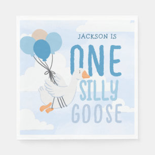 Servilleta De Papel Blue One Silly Goose Primer cumpleaños