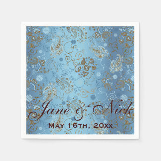 Servilleta De Papel Blue Paisley Bridal Shower