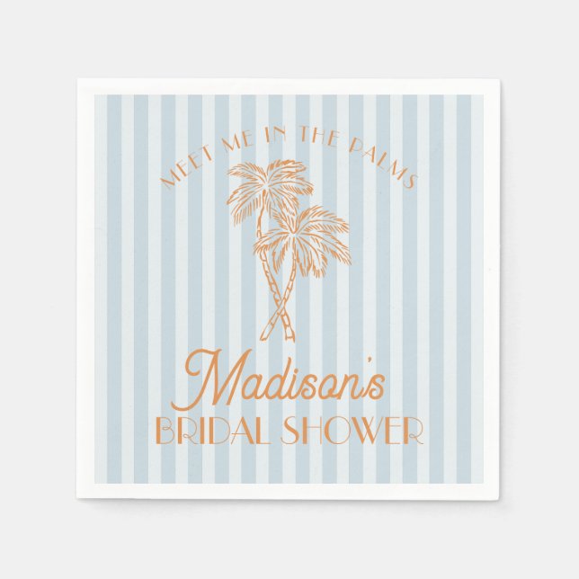 Servilleta De Papel Blue Palm Spring Pastel Beach Bridal Shower (Anverso)