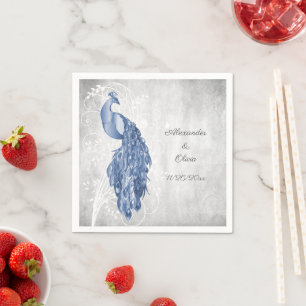Servilleta De Papel Blue Peacock Bridal Shower Napkins