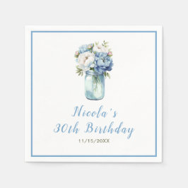 Servilleta De Papel Blue Peonies Mason Jar Birthday