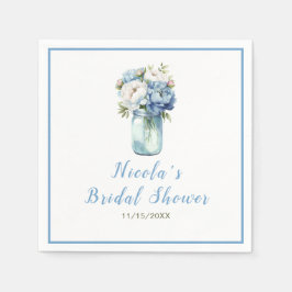 Servilleta De Papel Blue Peonies Mason Jar Bridal Shower