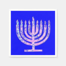 Servilleta De Papel Blue Pink Hanukkah Menorah 4Hannah