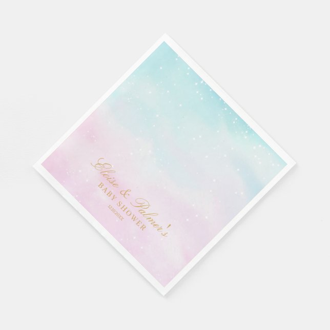 Servilleta De Papel Blue Pink Ombre Gender Reveal Baby Shower Welcome (Esquina)