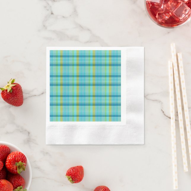 Servilleta De Papel Blue Plaid by Shirley Taylor (In situ)