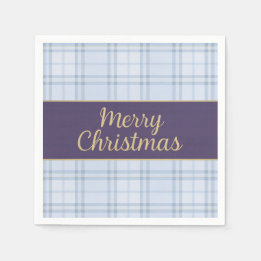 Servilleta De Papel Blue Plaid Christmas Napkins • Merry Christmas • P