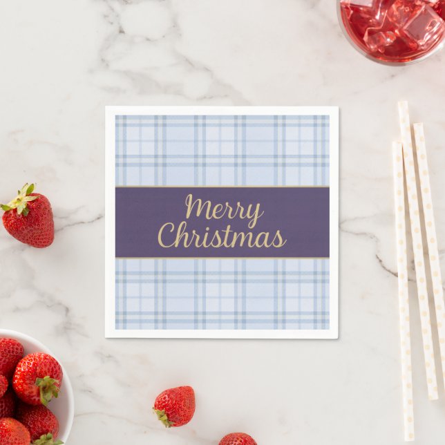 Servilleta De Papel Blue Plaid Christmas Napkins • Merry Christmas • P (In situ)