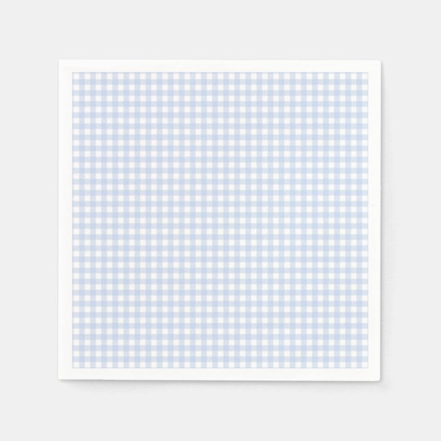 Servilleta De Papel Blue Plaid Gingham Baby Shower (Anverso)