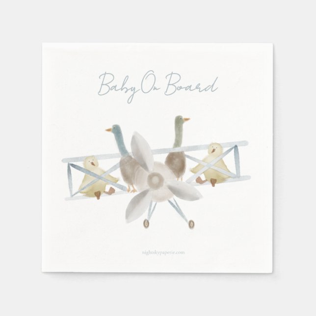 Servilleta De Papel Blue Plane Baby Shower Napkins (Anverso)
