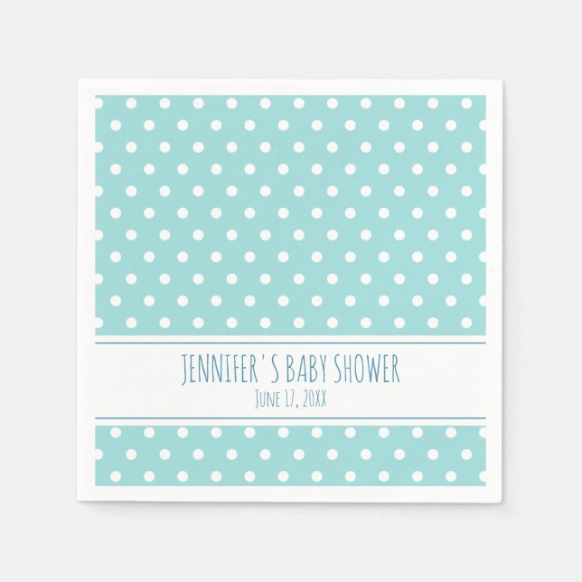 Servilleta De Papel Blue Polka Dot Boy Baby Shower (Anverso)