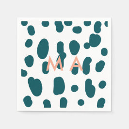 Servilleta De Papel Blue polkadot orange pastel monogram man letter pa