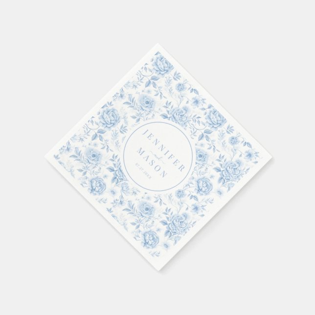 Servilleta De Papel Blue Porcelain Chinoiserie Floral Wedding (Borde)