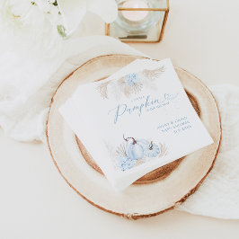 Servilleta De Papel Blue Pumpkin Bow Boho Floral Boy Baby Shower