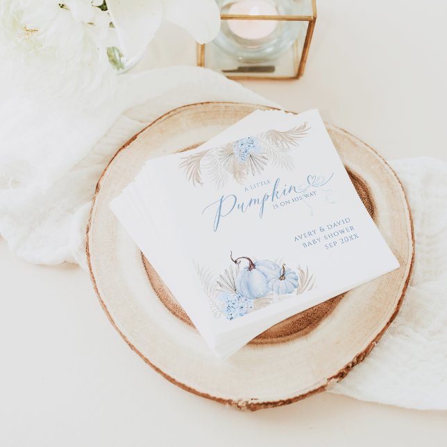 Servilleta De Papel Blue Pumpkin Bow Boho Floral Boy Baby Shower (Subido por el creador)