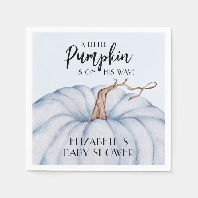 Servilleta De Papel Blue Pumpkin Boy Fall Baby Shower (Anverso)