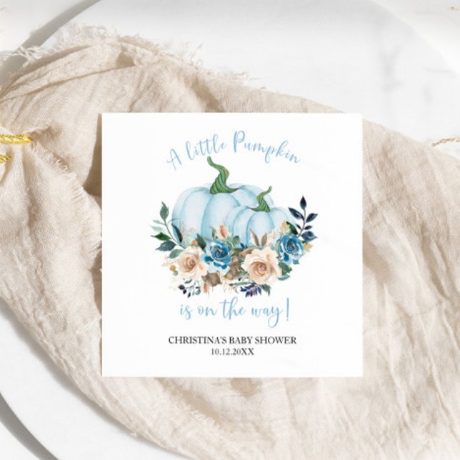 Servilleta De Papel Blue Pumpkin Floral Boy Baby Shower (Subido por el creador)