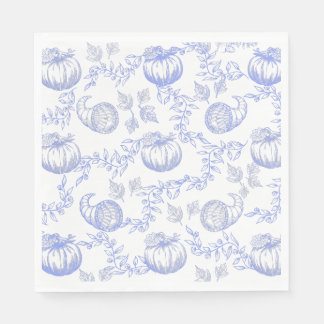 Servilleta De Papel Blue Pumpkin Toile Luncheon Napkin