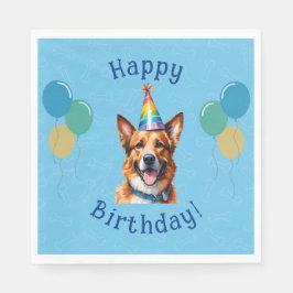 Servilleta De Papel Blue Puppy Dog Birthday Paw