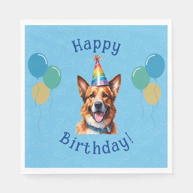Servilleta De Papel Blue Puppy Dog Birthday Paw (Anverso)