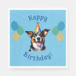 Servilleta De Papel Blue Puppy Dog Birthday Paw