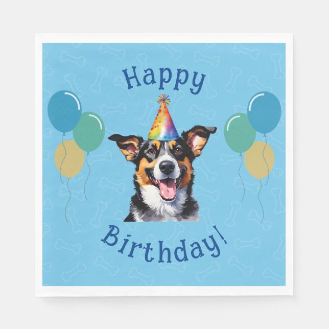 Servilleta De Papel Blue Puppy Dog Birthday Paw (Anverso)