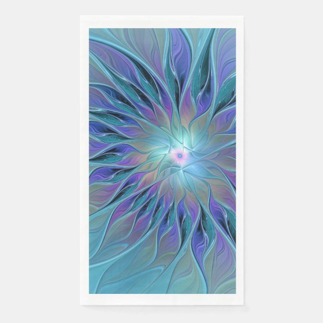 Servilleta De Papel Blue Purple Flower Dream Resumen arte fractal (Anverso)