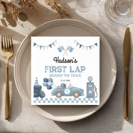 Servilleta De Papel Blue Race Car First Lap Around the Track Birthday