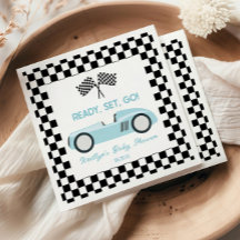 Blue Race Car Ready Go Baby Shower
