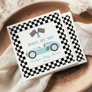 Servilleta De Papel Blue Race Car Ready Go Baby Shower