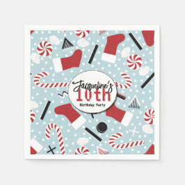 Servilleta De Papel Blue Retro Christmas Peppermint Birthday