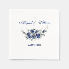Servilleta De Papel Blue Romantic Floral Botanical Wedding Napkins