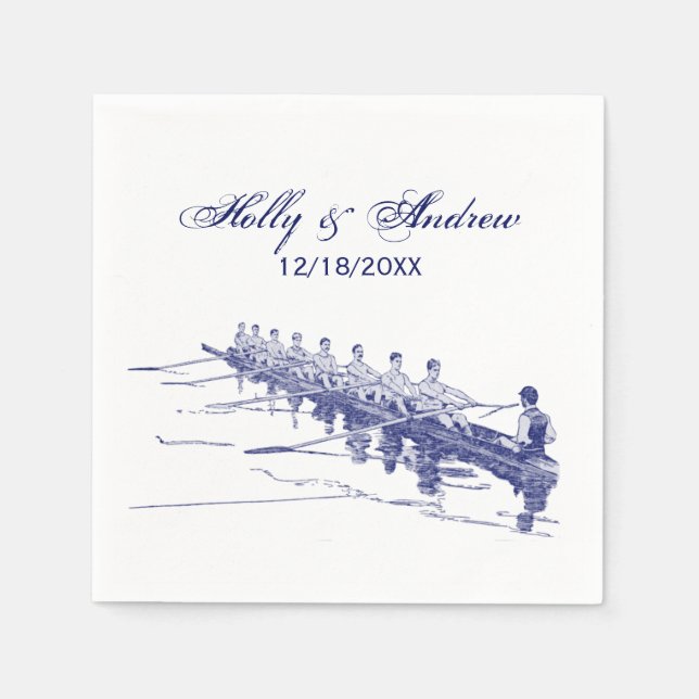 Servilleta De Papel Blue Rowing Rowers Equipo Deportes Náuticos #3 (Anverso)