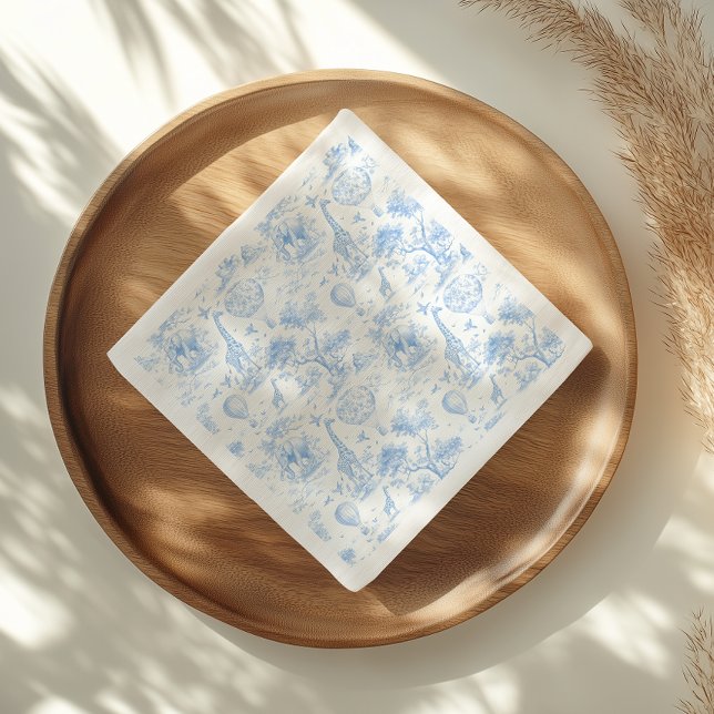 Servilleta De Papel Blue Safari Toile De Jouy Boy Baby Shower (Subido por el creador)