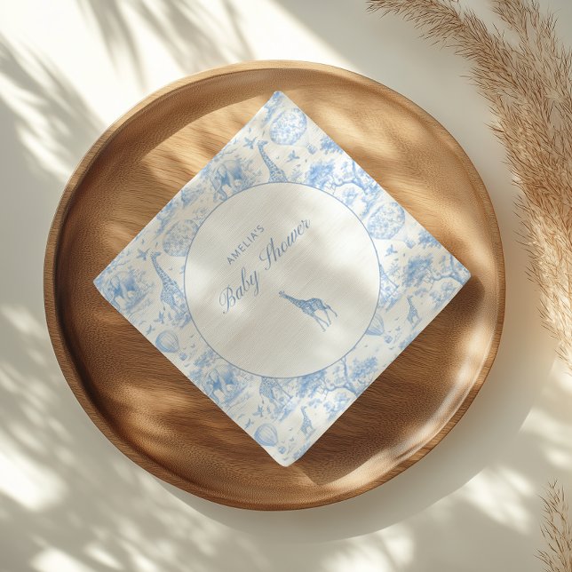 Servilleta De Papel Blue Safari Toile De Jouy Boy Baby Shower (Subido por el creador)