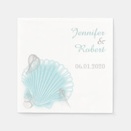 Servilleta De Papel Blue Seashell Beach Wedding Napkin