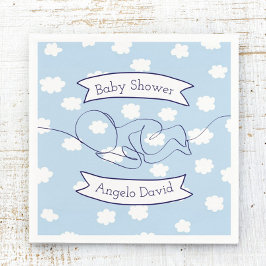 Servilleta De Papel Blue Sky and Clouds Boy Baby Shower