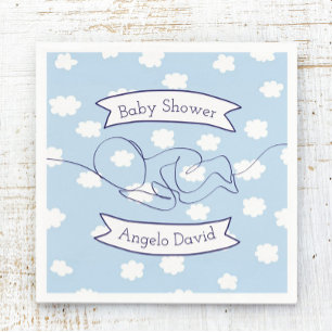Servilleta De Papel Blue Sky and Clouds Boy Baby Shower