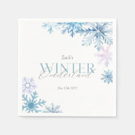 Servilleta De Papel Blue Snowflake Winter Wonderland First Birthday